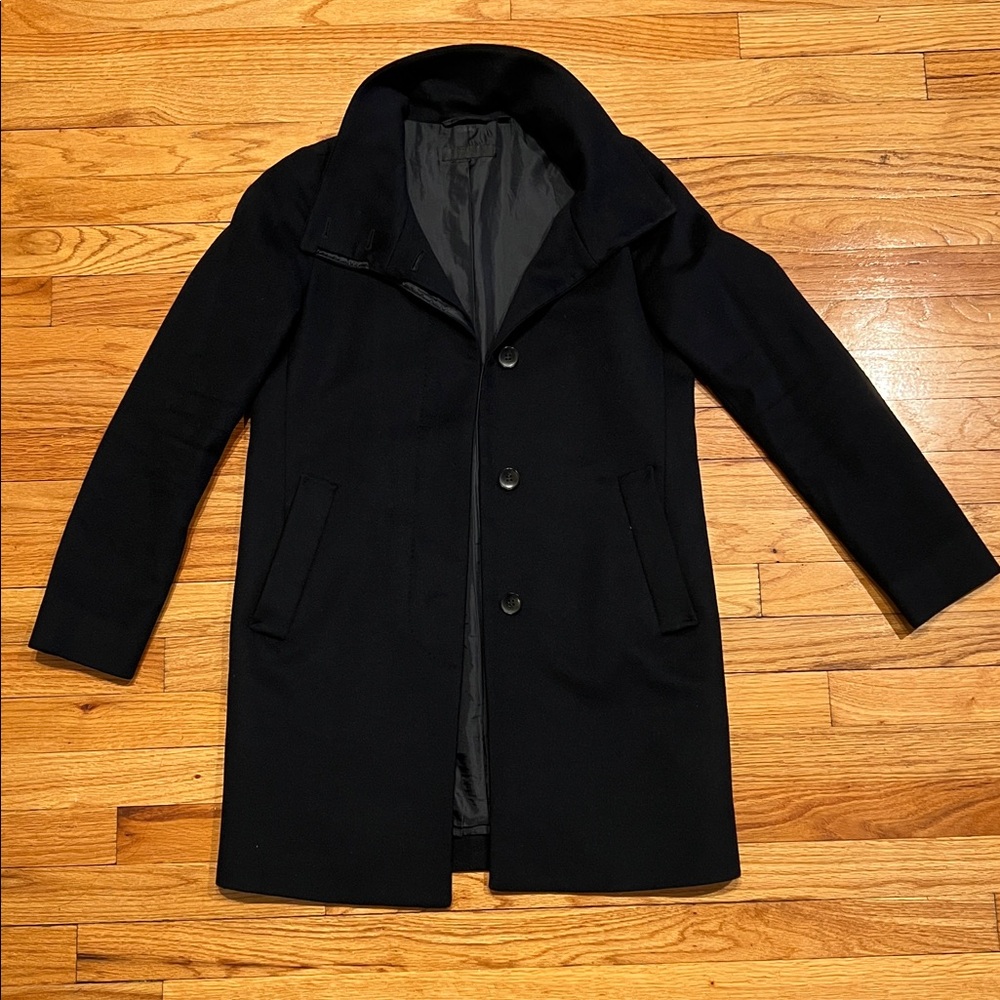 Uniqlo Navy Wool & Cashmere Mix Light-Weight button Down Coat - Picture 12 of 12